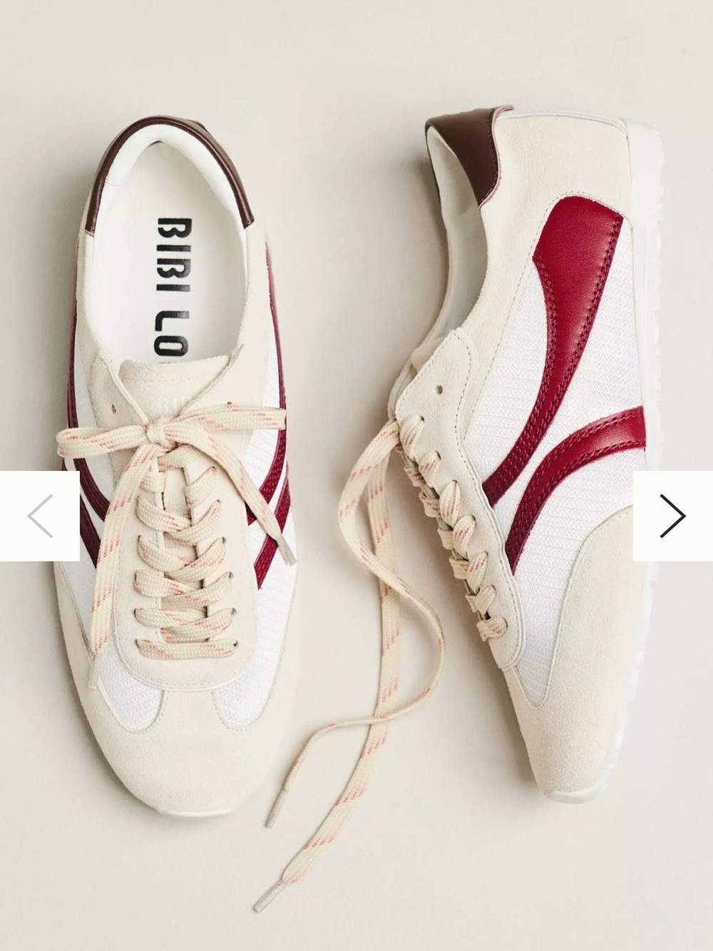 Anthropologie NWT BIBI LOU Sneaker Cream and Burgundy